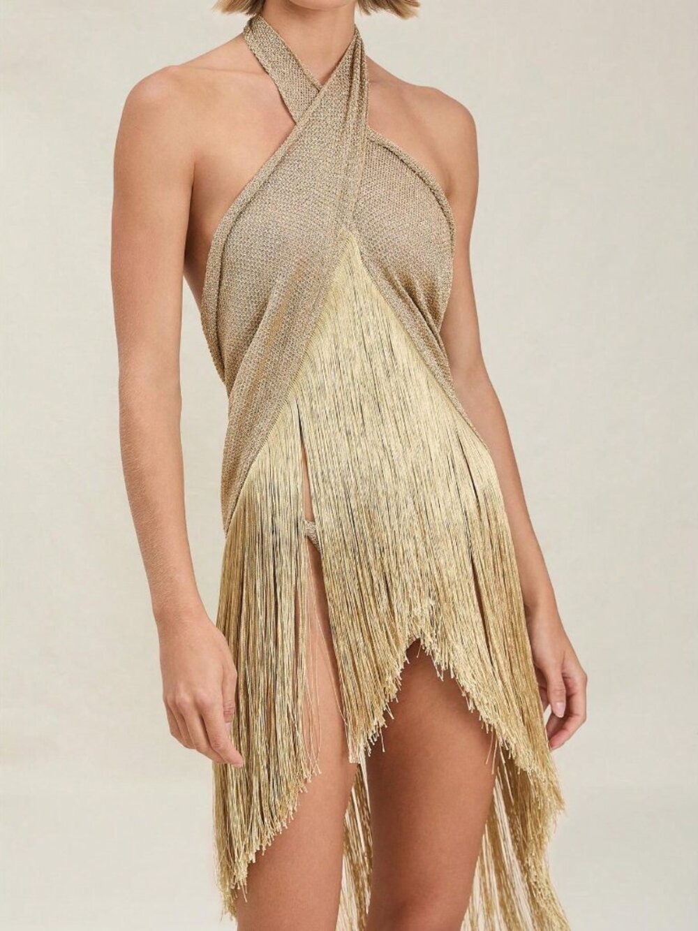 Champagne Boho Women's Sarong Wrap Tie-Up Beach Cover-Up - Picture 2 of 5